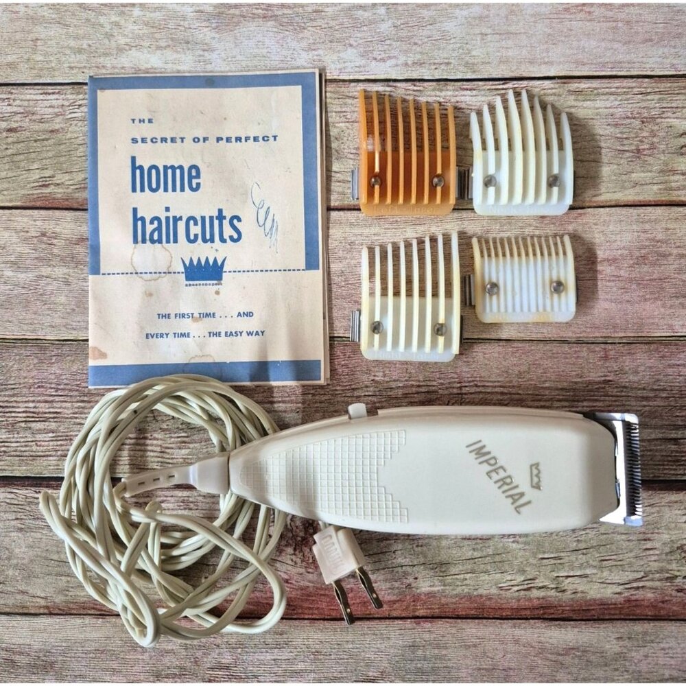 Vintage Imperial Electric Hair Clipper Trimmer W/ Instructions & 4 Guards WORKS